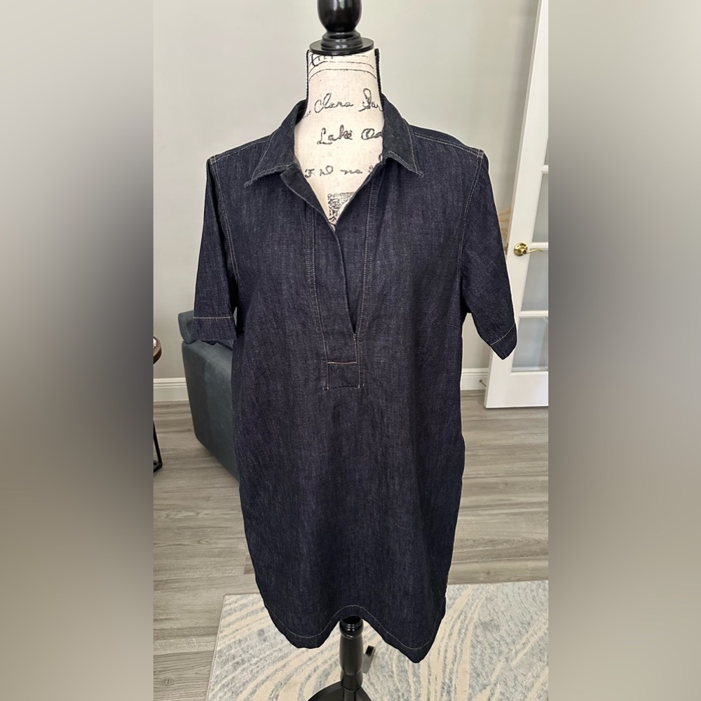 Lauren Ralph Lauren Dark Wash Denim Chambray Knee Length Dress Size 1X